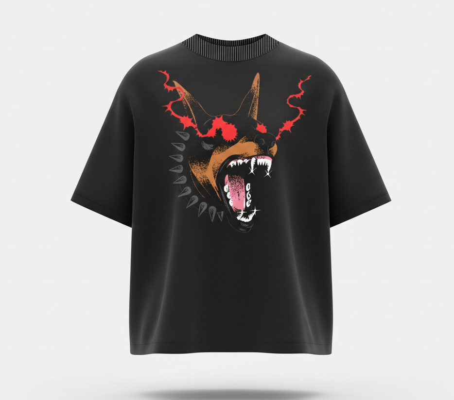 Danger Doggo Front Printed Oversized T-Shirt